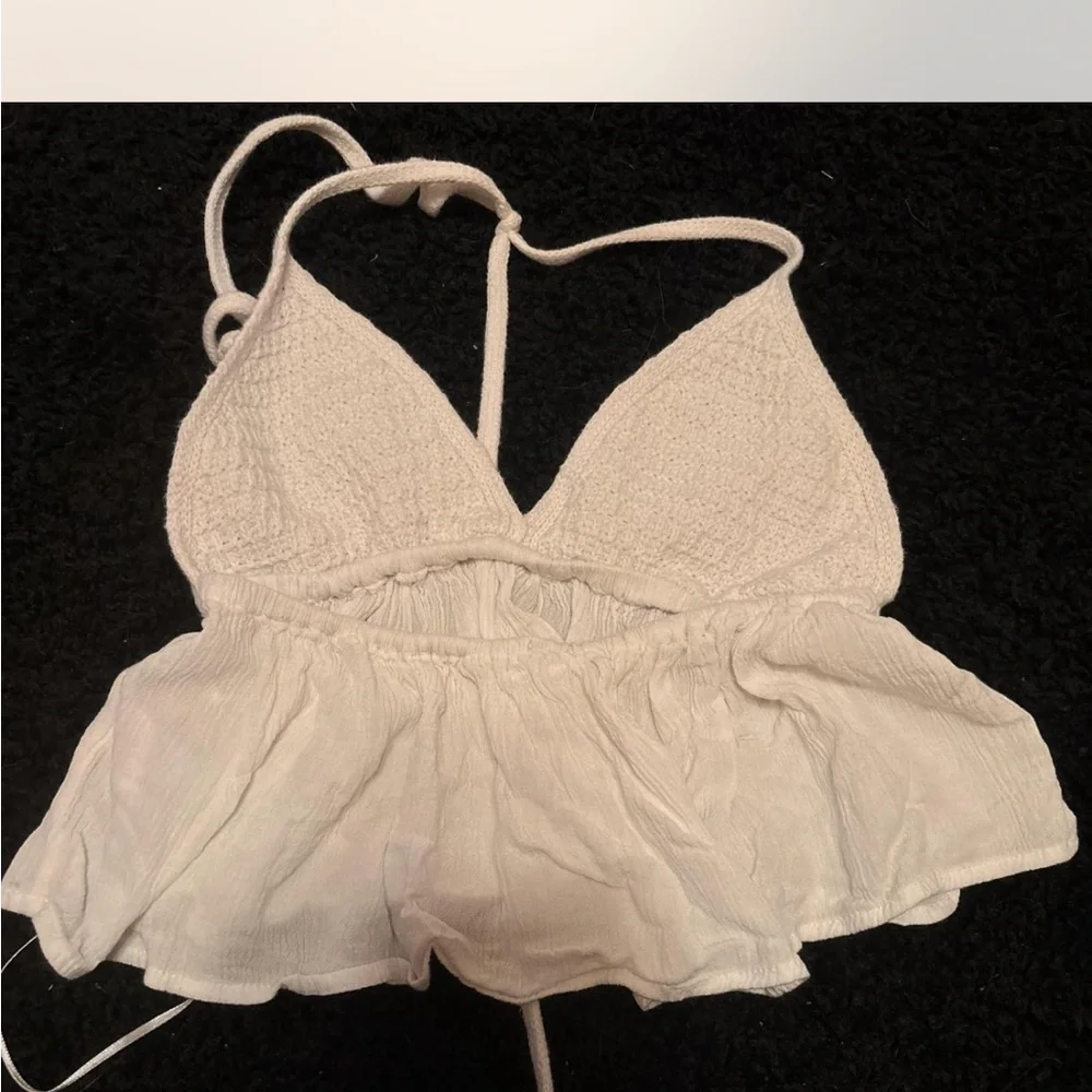 Garage White Knit Crop Top - Picture 3 of 3